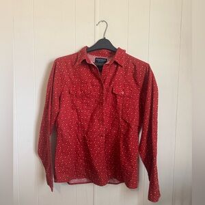Woman’s Large Wrangler Blues Red and yellow floral button up